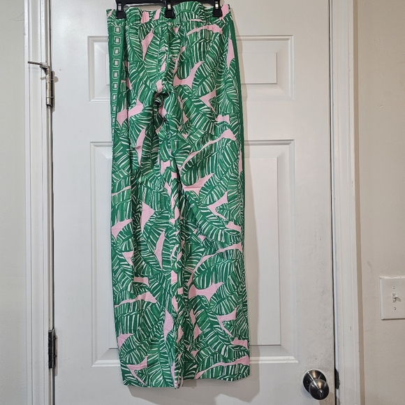 Lilly Pulitzer Green and Pink Wide Leg Pants Size Large - Picture 7 of 9